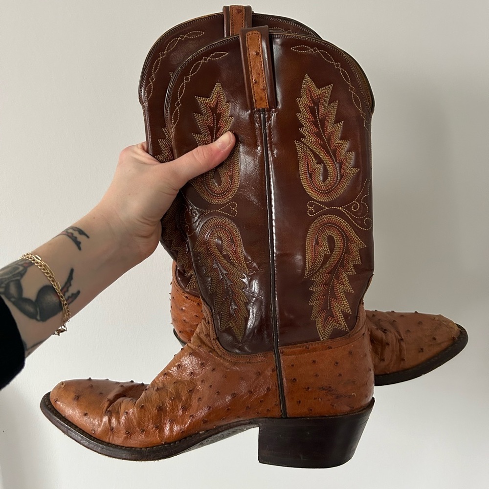 100% Genuine Ostrich Vintage Cowboy Boots